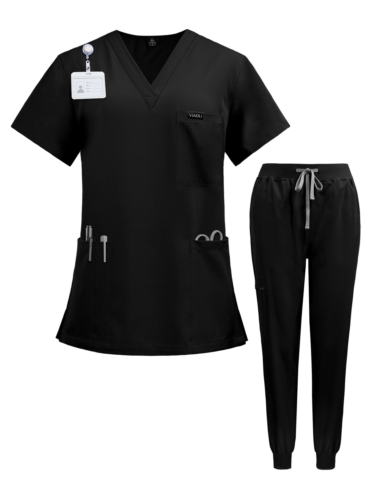 Unisex Medical Scrub Uniform Set for Nurses Doctors Veterinary Dental Staff - Professional Hospital Surgical Work Clothing with Comfortable Stretch Fabric - Available S to XXL in 7 Colors