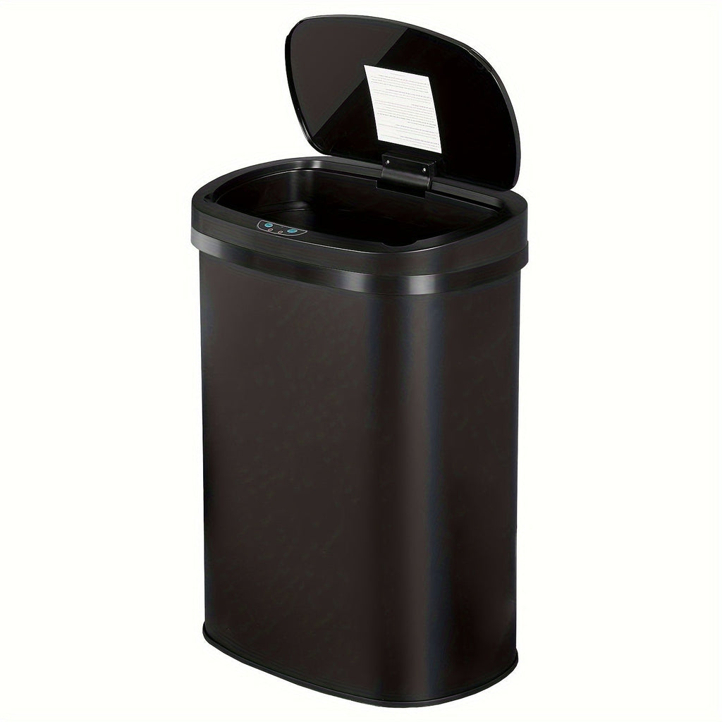 13 Gallon Touchless Trash Can 50L Automatic Motion Sensor Lid | Stainless Steel & Plastic Kitchen Waste Bin | Soft Close Hands-Free Garbage Can | Kitchen Office Bedroom | Black White Red Pink