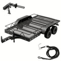 1/10 Scale RC Trailer Kit with Metal Flatbed, Adjustable Hitch & Kinetic Winch Strap – Dual Axle Flatbed Trailer Compatible with TRX4, TRX6, SCX10, Gen7, Gen8 RC Crawlers & Trucks