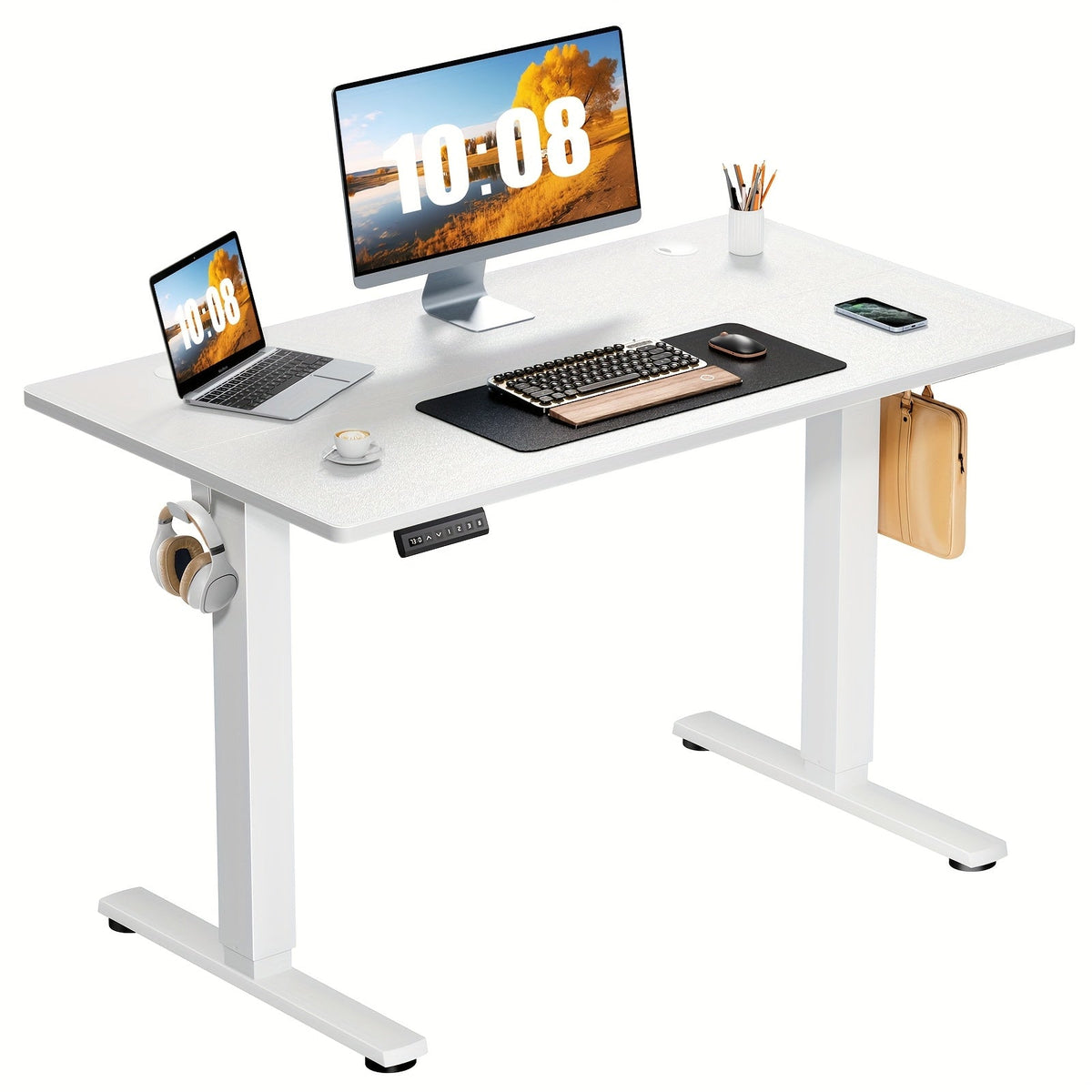 Electric Standing Desk Adjustable Height 40 48 55 63 Inch – Sit Stand Up Desk with Memory Controller & Anti-Collision, Ergonomic Home Office Gaming Workstation, Multiple Colors & Sizes