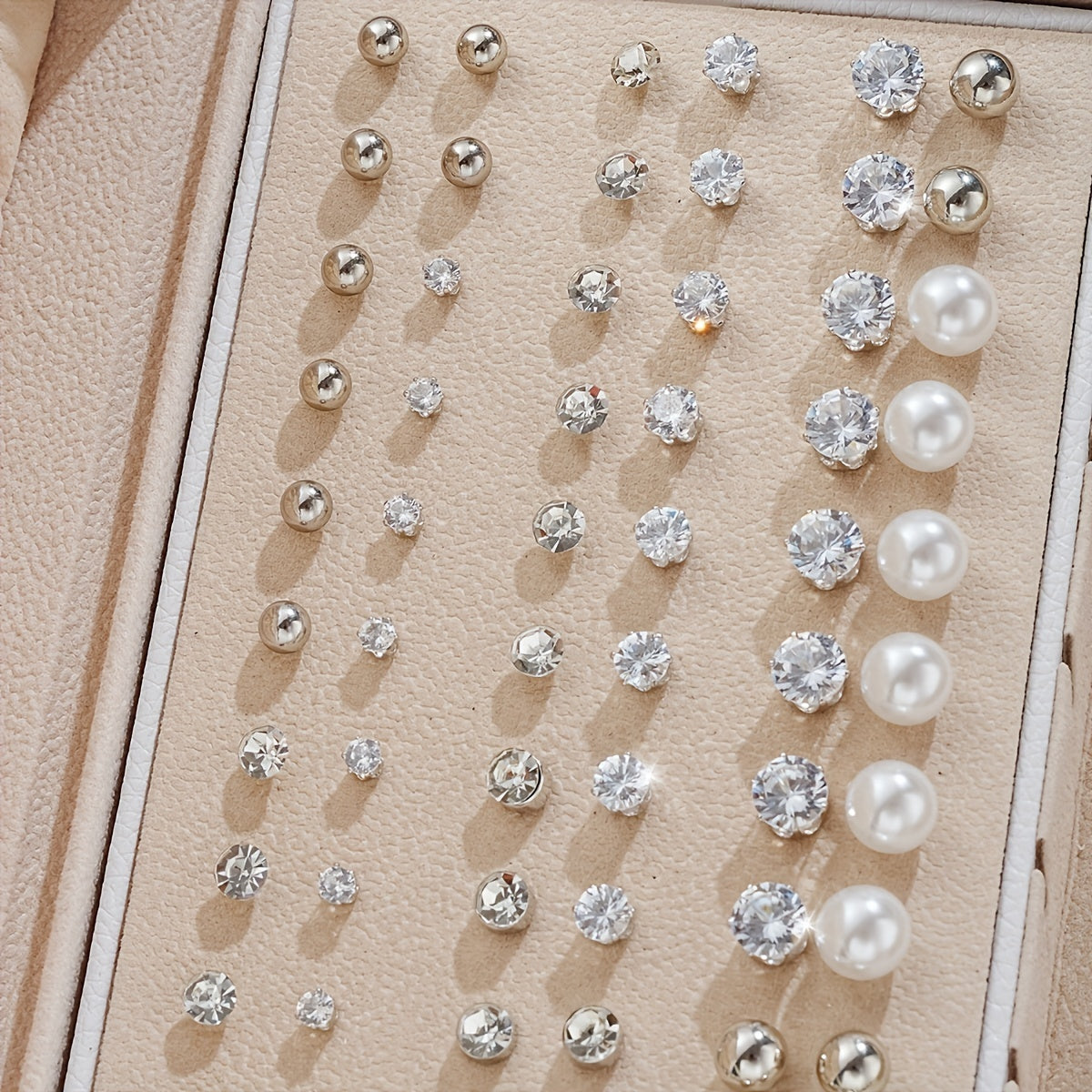 102-Piece Women's Earrings Set - Elegant Imitation Pearl Rhinestone Hoop Ear Cuffs Heart & Geometry Studs, Stainless Steel Hypoallergenic Fashion Jewelry for Daily Wear Parties Dates & Gifts