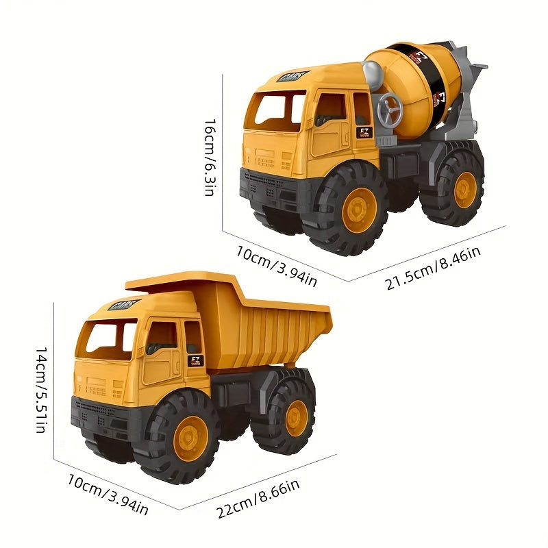 Large Engineering Truck Toy for Kids – Construction Vehicle Playset with Cement Mixer Truck & Dump Truck, Big Realistic Die-Cast Style Toy Cars, STEM Gift for Boys Toddlers Ages 3 4 5 6+
