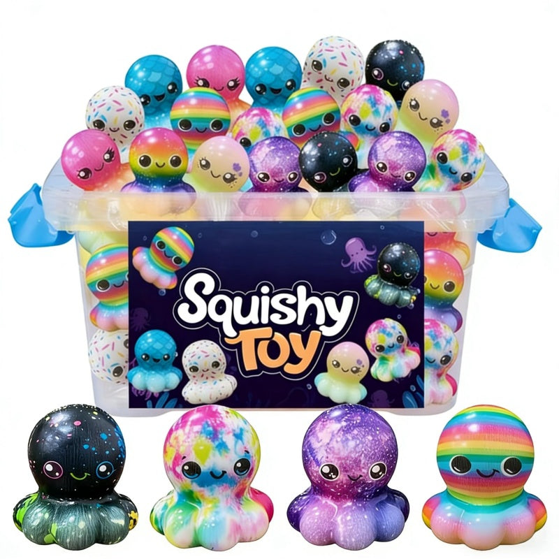 Octopus Squishy Toy 16 Piece Set Random Style Bulk Party Favors Gift Bag Fillers Classroom Rewards Halloween Christmas Valentine Easter Holiday Gift for Kids