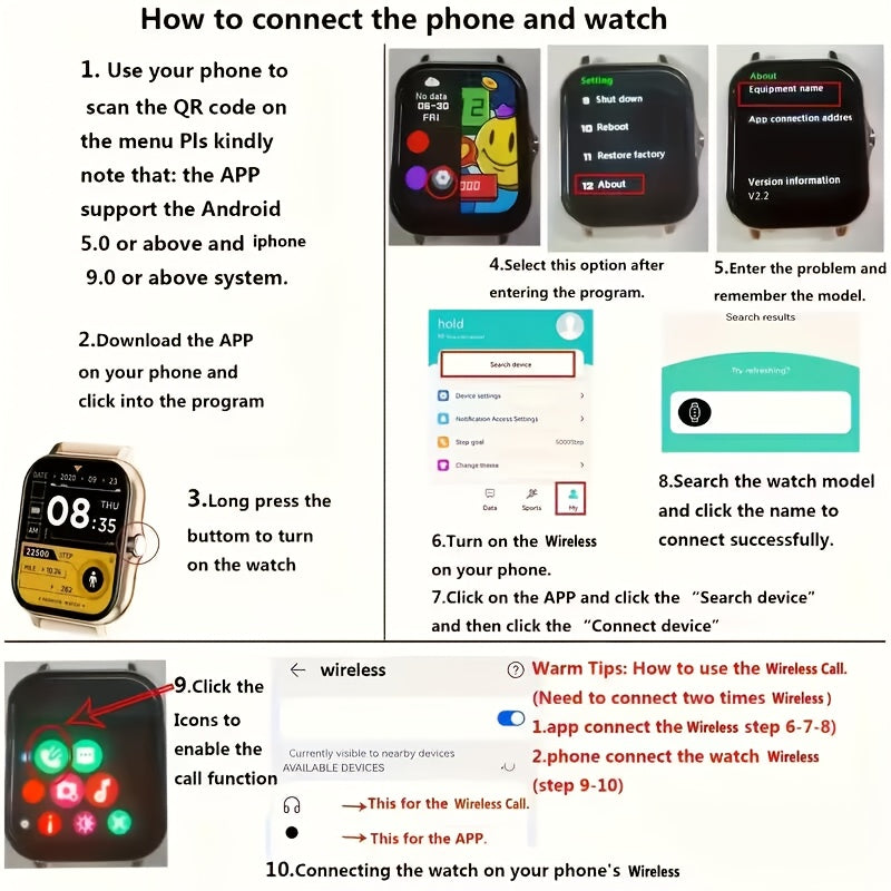 Smartwatch 1.83 Inch Full Touch Screen Wireless Calling Heart Rate Sleep Monitor Pedometer Multi-Sport Fitness Watch for Men Women – USB Rechargeable Pink Silver Black Gold
