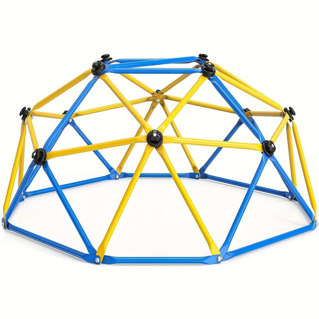 6-Foot Outdoor Kids Climbing Dome Backyard Jungle Gym with Stainless Steel Frame Weather-Resistant 600 Lbs Capacity Safe Activity Center Gift for Boys Girls Ages 3 to 10 Years Yellow Blue