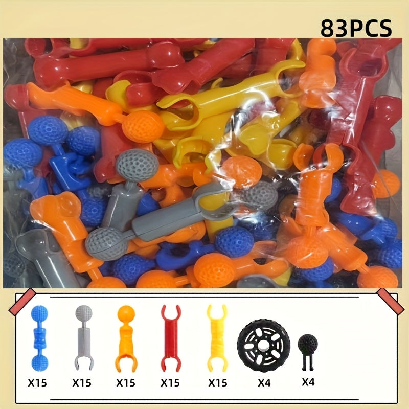 83pcs STEM Educational Building Blocks Toy for Kids - Creative Learning Construction Set for Boys & Girls Ages 3+, Random Colors, Develops Engineering & Spatial Skills, Christmas Birthday Gift