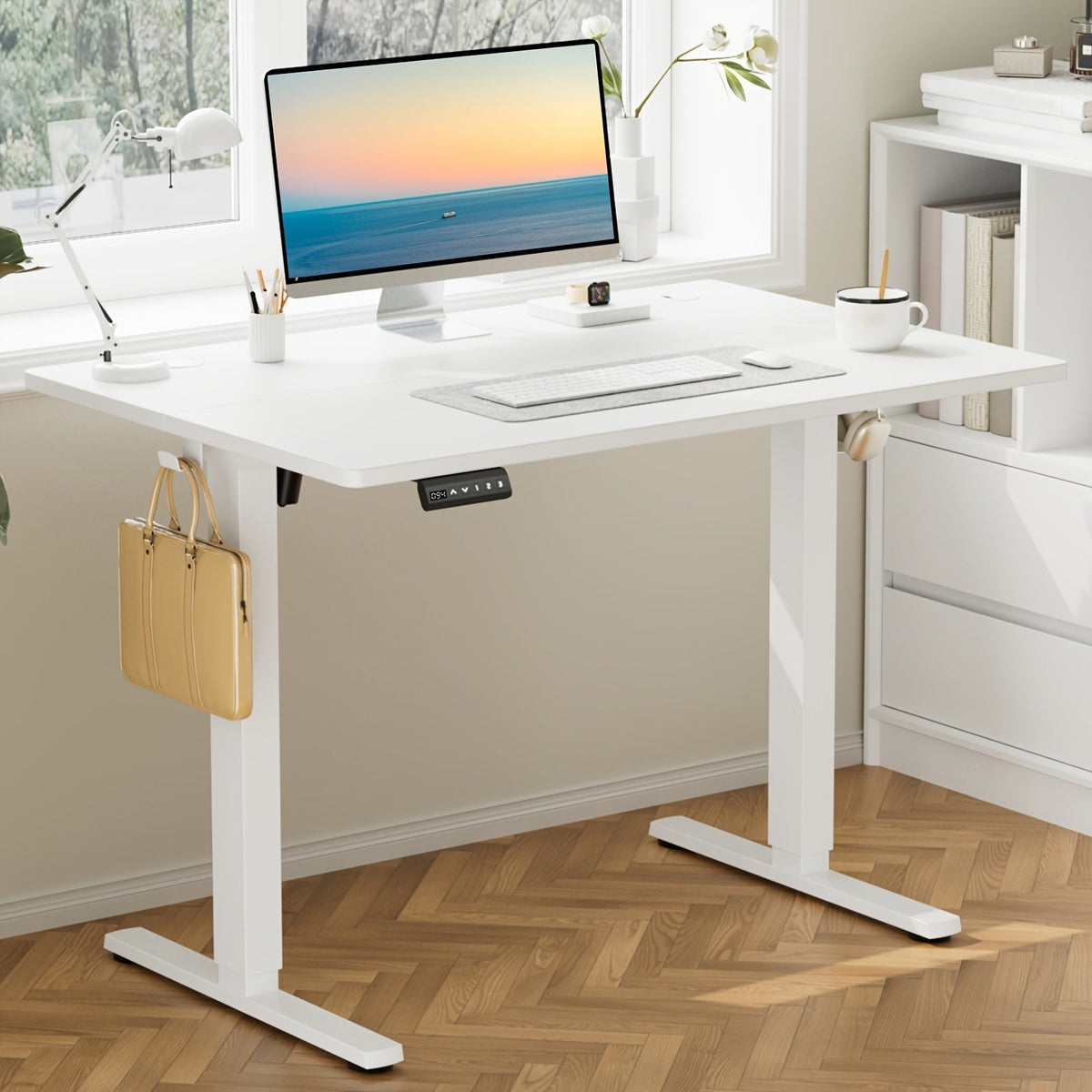 Electric Standing Desk Adjustable Height 40 48 55 63 Inch – Sit Stand Up Desk with Memory Controller & Anti-Collision, Ergonomic Home Office Gaming Workstation, Multiple Colors & Sizes