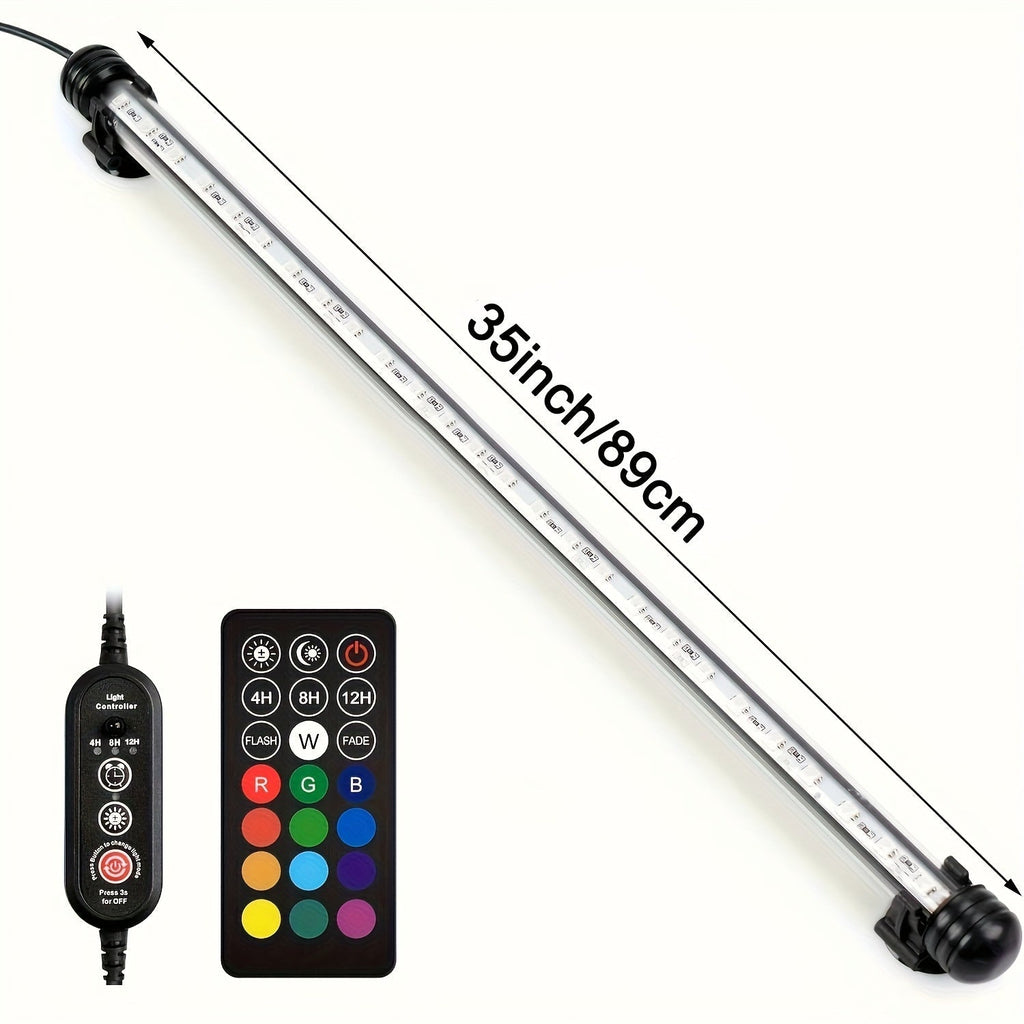 Submersible LED Aquarium Light Multicolor Underwater Fish Tank Light 7.5" to 35" - Multiple Sizes 9 to 66 LEDs for Freshwater Saltwater Aquarium Decoration