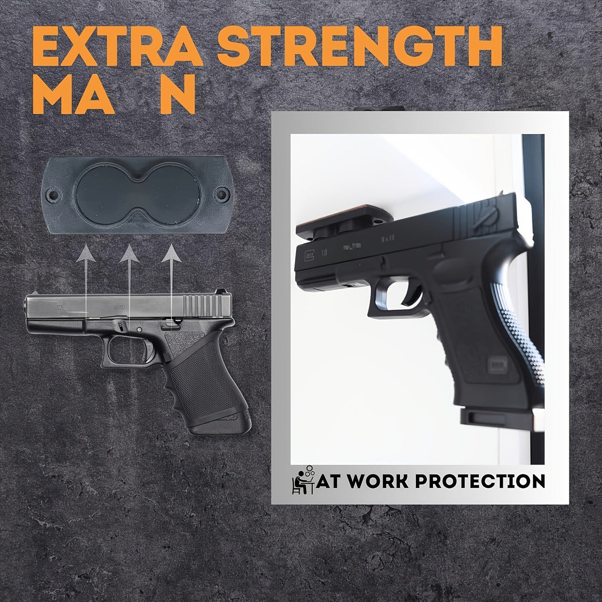 Magnetic Gun Holster Mount 30 lbs for Car Truck Home Wall Desk – Rubber Coated Pistol Holder Quick Draw Ready Won't Scratch Firearm Double-Sided Tape Included