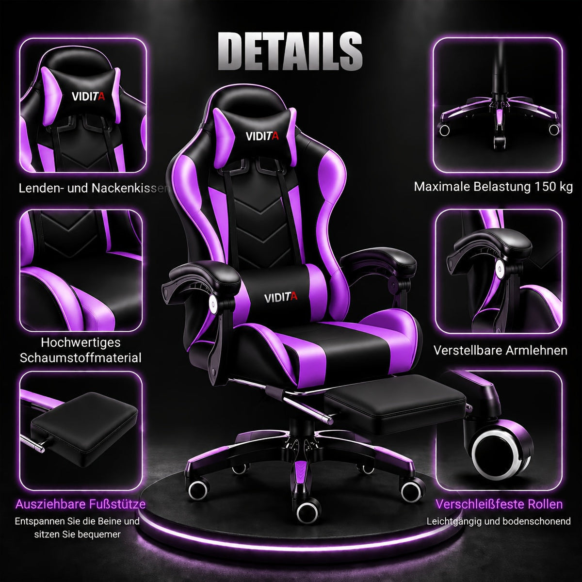 Ergonomic Gaming Chair Racing Style with Lumbar Support High Back Adjustable Office Chair for Adults Teens PC Computer Desk Chair Recliner