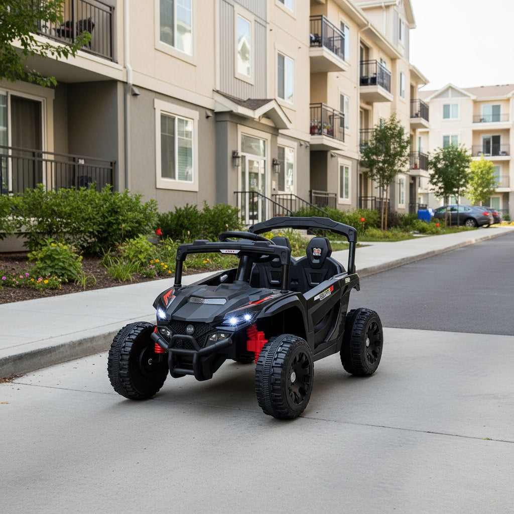 12V Kids Electric Ride-On UTV Car - Dual Drive Mode with Parental Remote Control, 3 Speeds, LED Headlights, Music, Spring Suspension & Safety Belt | Outdoor Toy for Boys and Girls Ages 3+