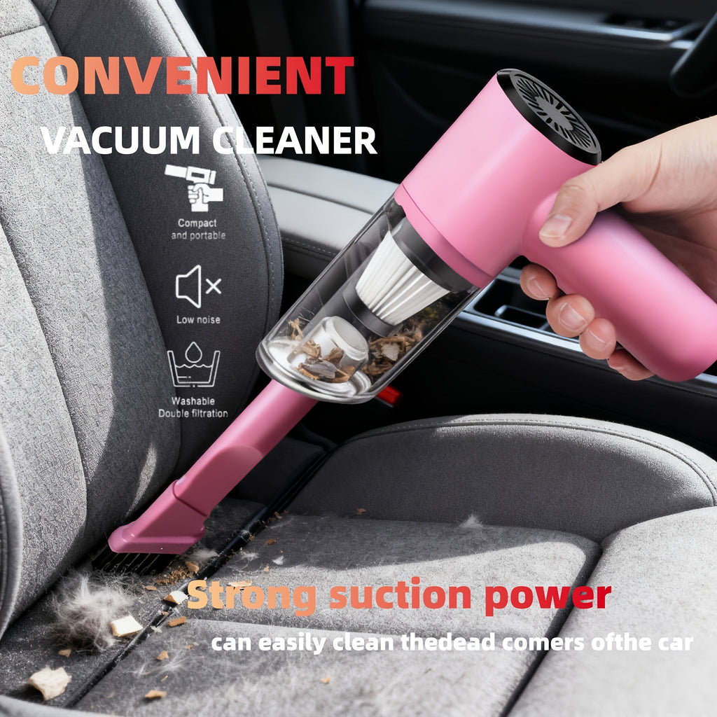 Cordless Car Vacuum Cleaner 7KPa Strong Suction – 80dB Quiet, 3 Nozzles, USB Rechargeable Handheld Portable Auto Vacuum for Car Interior Home Pet Hair, Gift for Women Drivers