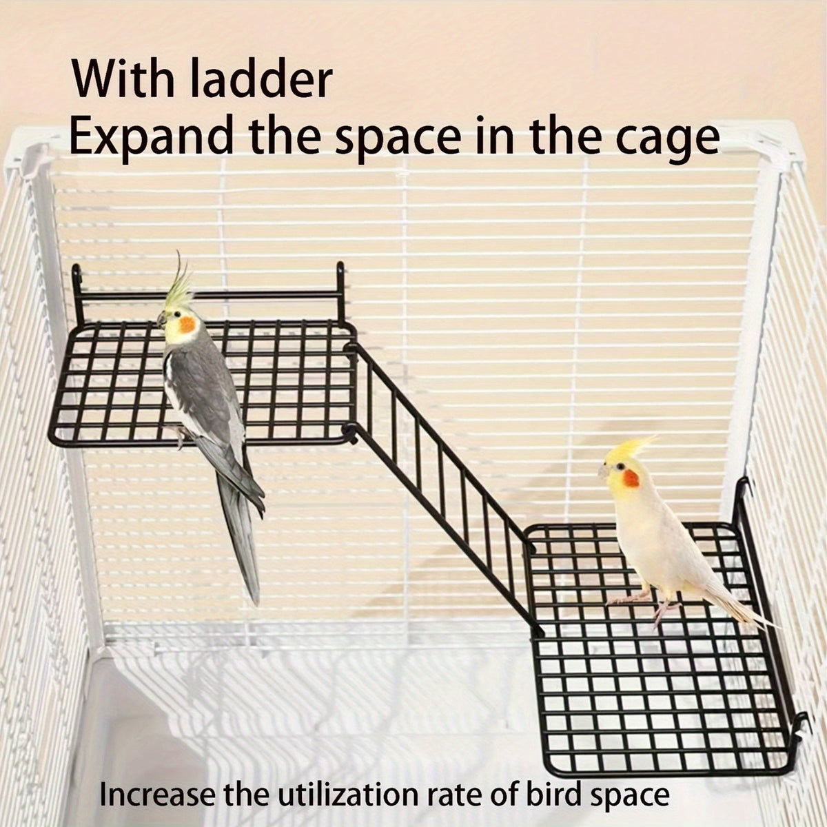 Metal Bird Ladder Climbing Frame - Parrot Perch Stand Wind Belt Swing Toy for Parakeets, Cockatiels, Lovebirds & Small Birds - Durable Steel, Easy Install, Cage Accessory for Bird Enrichment
