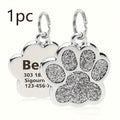 Custom Laser Engraved Dog Tag - Personalized Pet ID Plate with Cat Paw Design, Durable Fade-Resistant ID Tag for Dogs & Cats, 7 Color Options (Silver, Black, Purple, Pink, Red, Blue, Lake Blue)