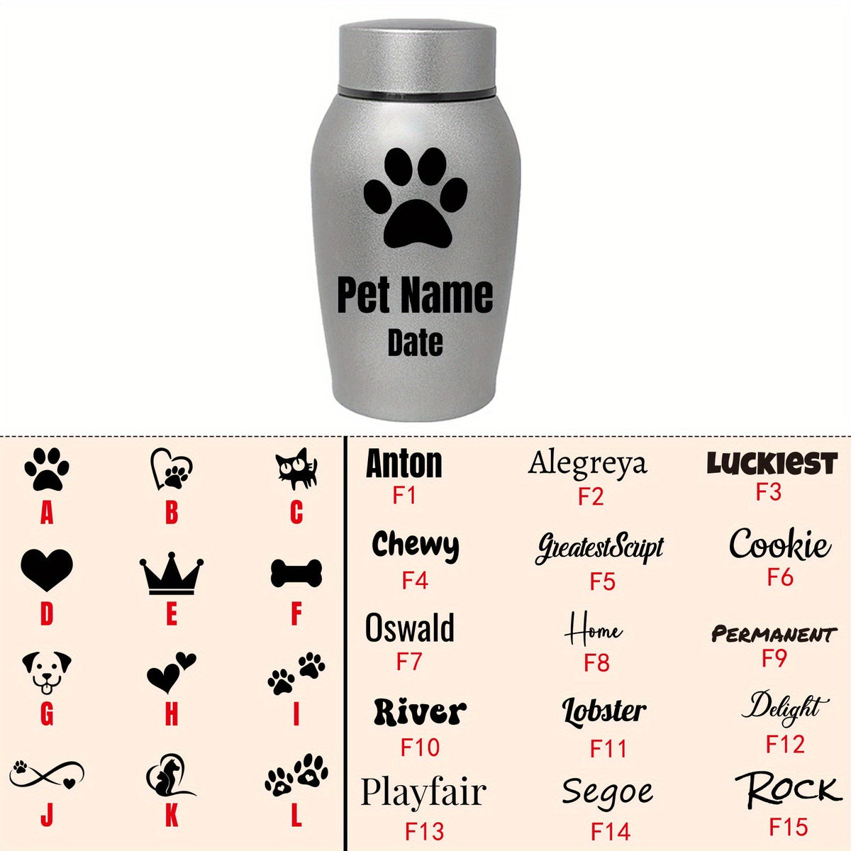 Personalized Pet Cremation Urn for Dog & Cat Ashes - Custom Name Engraved Stainless Steel Memorial Urn, 2 Sizes & 5 Colors, Lasting Tribute Keepsake Urn for Beloved Pets