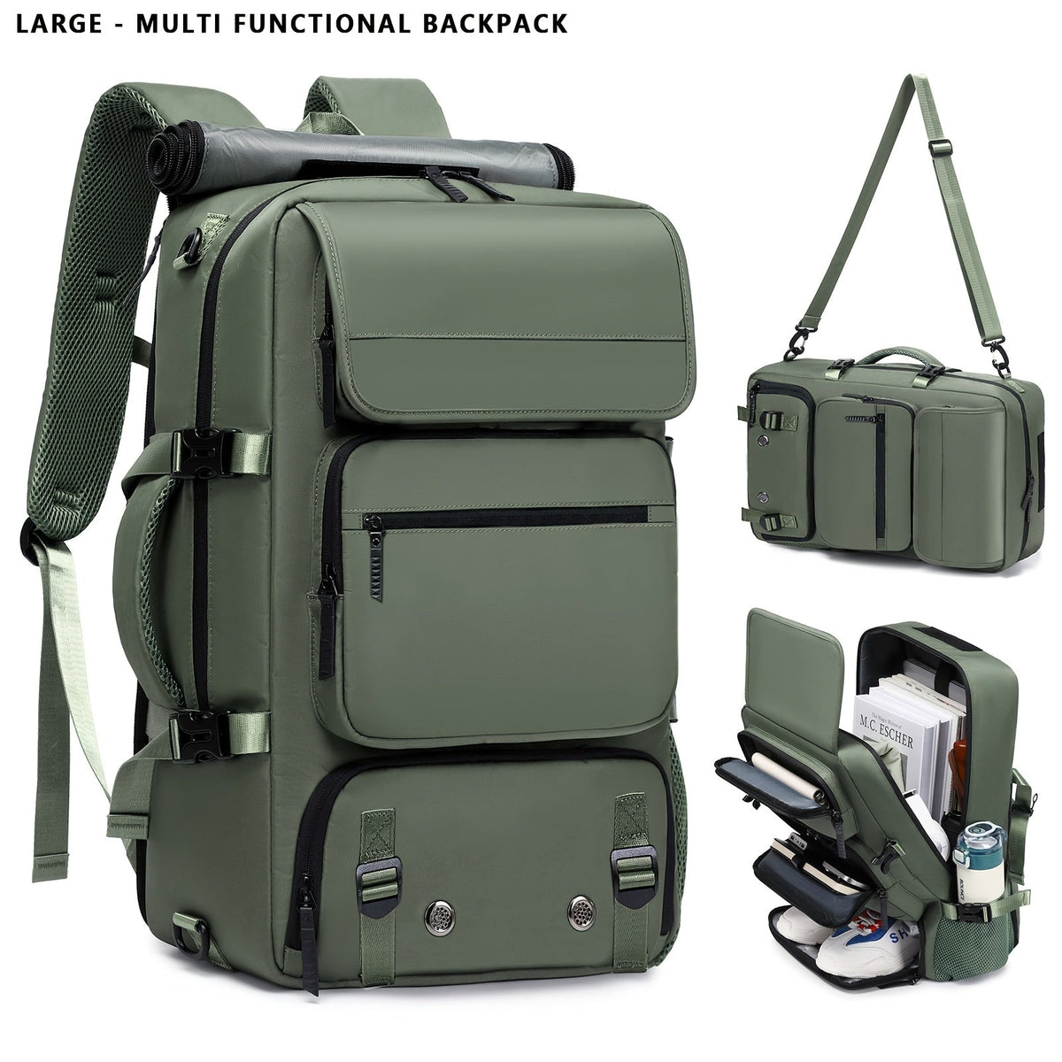 17 Inch Laptop Backpack Large Capacity – Airline Approved Travel Bag with Shoe Compartment, Multi-Pocket Business Work Backpack for Men, Durable Nylon, Hiking & Camping, Small & Large Sizes