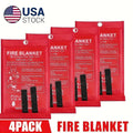 4-Pack Fiberglass Emergency Fire Blankets - Heat Resistant Flame Retardant Safety Blanket for Home Kitchen Camping Car Garage, Compact Fire Suppression Blanket Essential Fire Safety Equipment