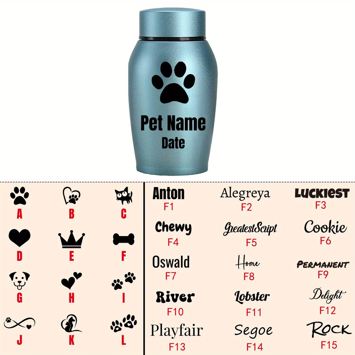 Personalized Pet Cremation Urn for Dog & Cat Ashes - Custom Name Engraved Stainless Steel Memorial Urn, 2 Sizes & 5 Colors, Lasting Tribute Keepsake Urn for Beloved Pets