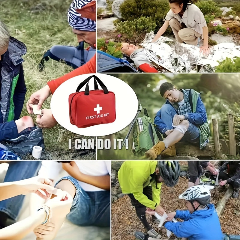 22-Piece Portable First Aid Kit for Car Travel Camping Hiking, Compact Emergency Medical Rescue Kit for Home Office Outdoor Adventures, Lightweight Zip Bag