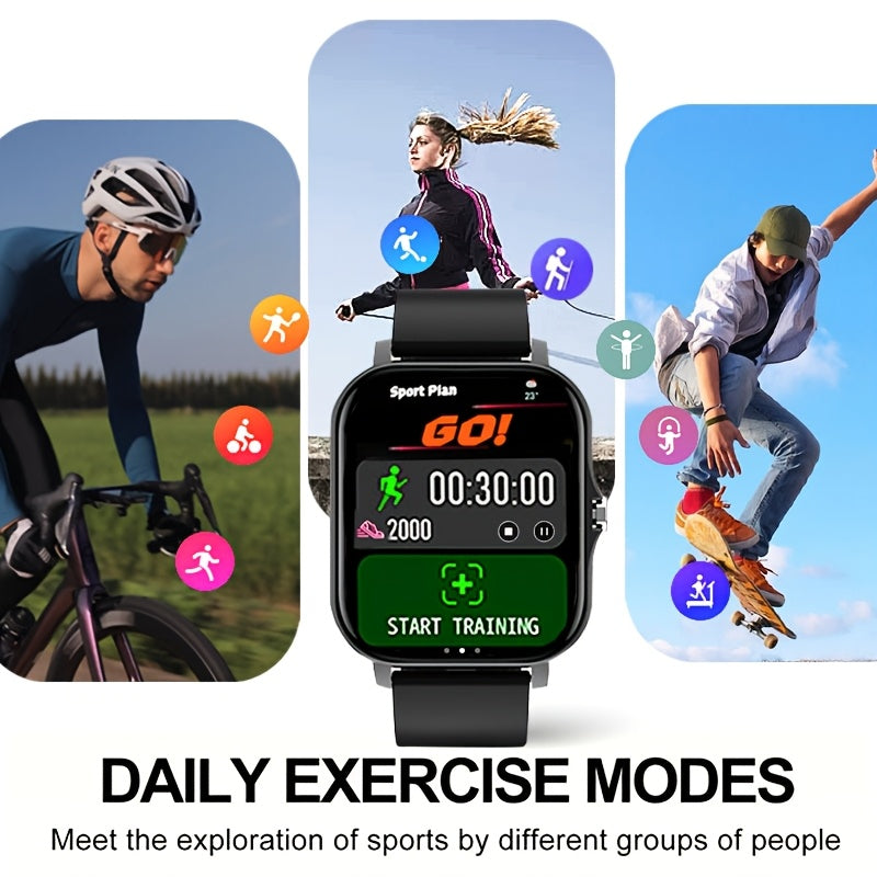 Smartwatch 1.83 Inch Full Touch Screen Wireless Calling Heart Rate Sleep Monitor Pedometer Multi-Sport Fitness Watch for Men Women – USB Rechargeable Pink Silver Black Gold