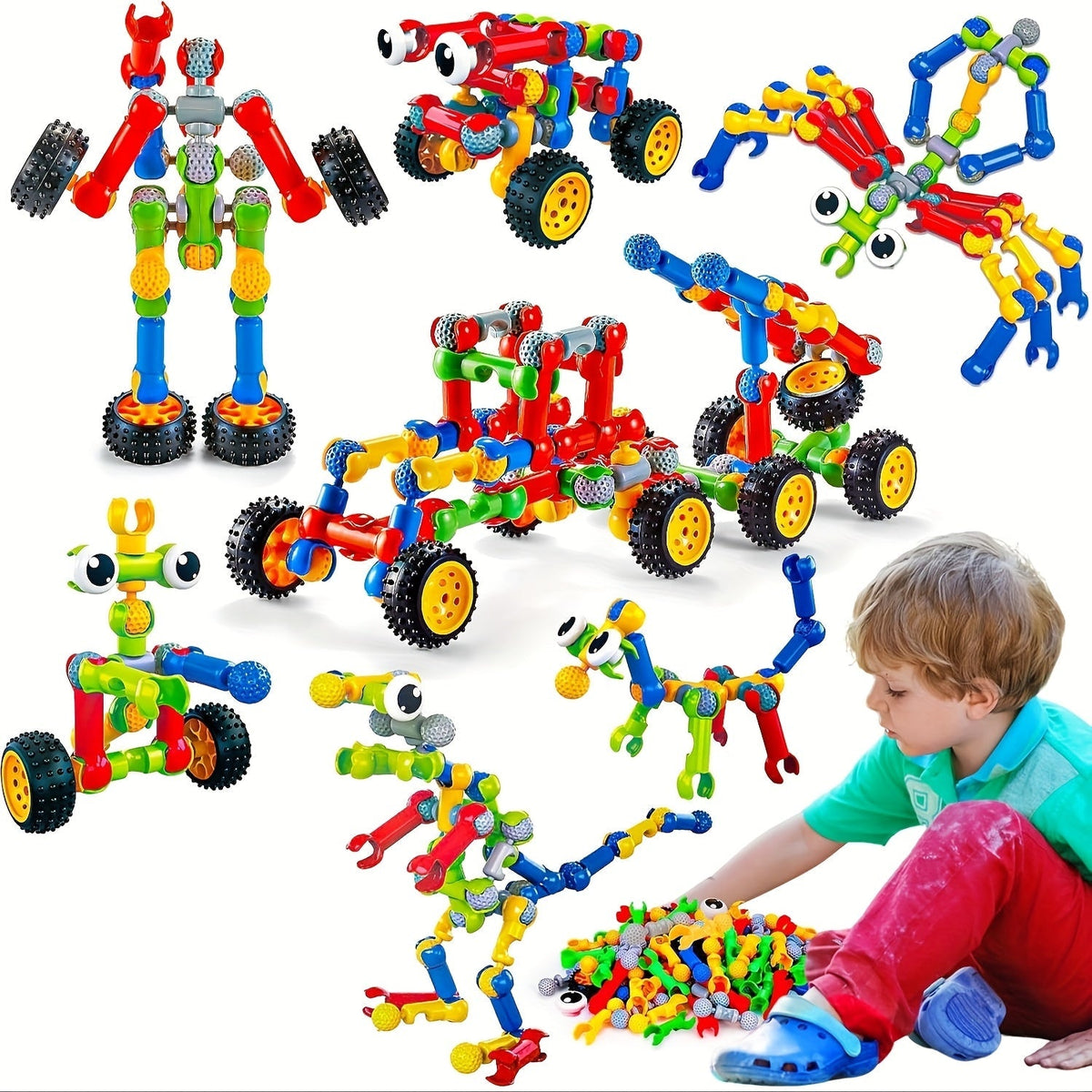 83pcs STEM Educational Building Blocks Toy for Kids - Creative Learning Construction Set for Boys & Girls Ages 3+, Random Colors, Develops Engineering & Spatial Skills, Christmas Birthday Gift
