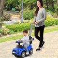 COSTWAY 3-in-1 Kids Ride-On Push Car Stroller Sliding Walking Car with Under-Seat Storage Parental Handle & Armrest Guardrails – Push Car for Boys & Girls Blue