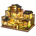 Japanese Style Villa Wooden 3D Puzzle Model Kit – Handmade DIY Architectural Miniature House, Forest Garden Cottage 3-Story Building, STEM Craft Gift for Adults & Teens