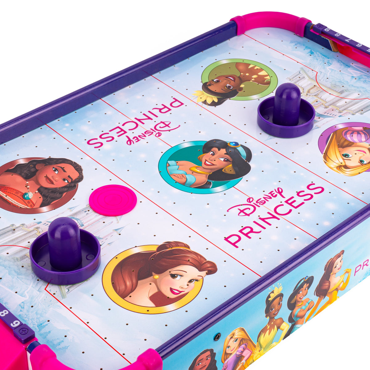 Disney Princess Officially Licensed Electronic Tabletop Air Hockey Table – Smooth Wooden Playing Surface, Manual Score Trackers, Fun Kids Game for Playroom, Birthday & Holiday Gift