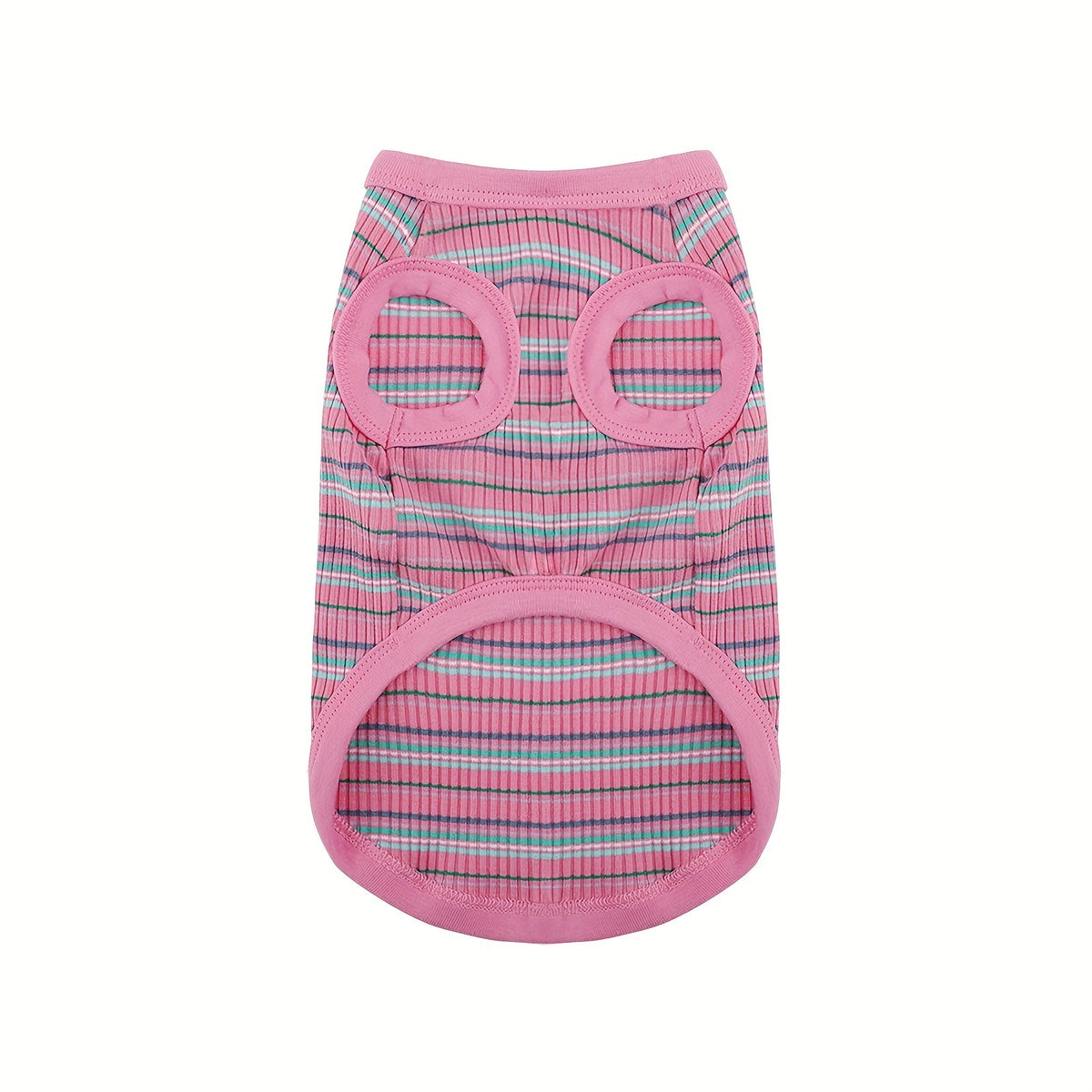 Pink Striped Ribbed Dog Vest Tank Top for XS and Small Dogs - Soft Sleeveless Pullover All-Season Pet Apparel, Comfortable Casual Dog Tank Top for Toy Breeds and Puppies