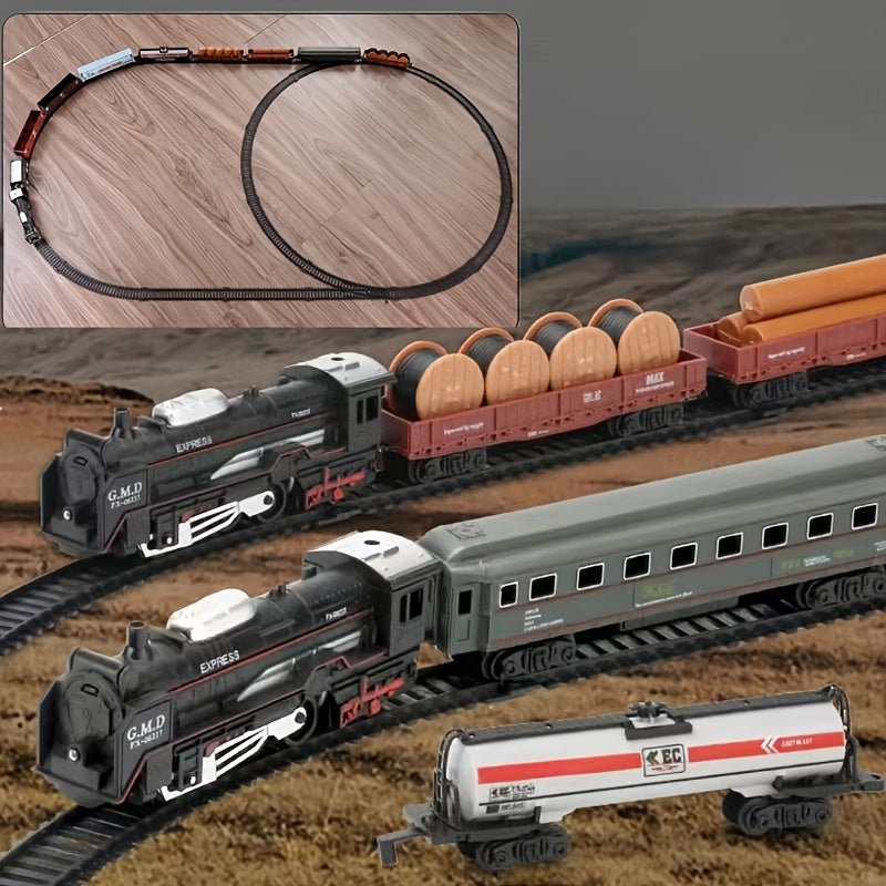 Electric Train Set for Kids - 19 Tracks 137.8 inch Expandable Layout, 10 Cars Electric Locomotive with Flashing Lights, Detachable Track | Classic Vintage Train Toy Gift for Boys Ages 3+ Christmas Birthday