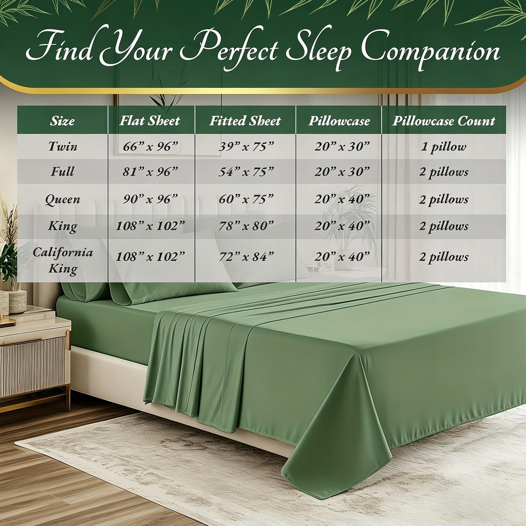 Cooling Bamboo Bed Sheet Sets Deep Pocket | Ultra-Soft Breathable 4-Piece Sheets for Hot Sleepers | Twin Full Queen King | Moisture-Wicking Temperature Regulating Pillowcases Included