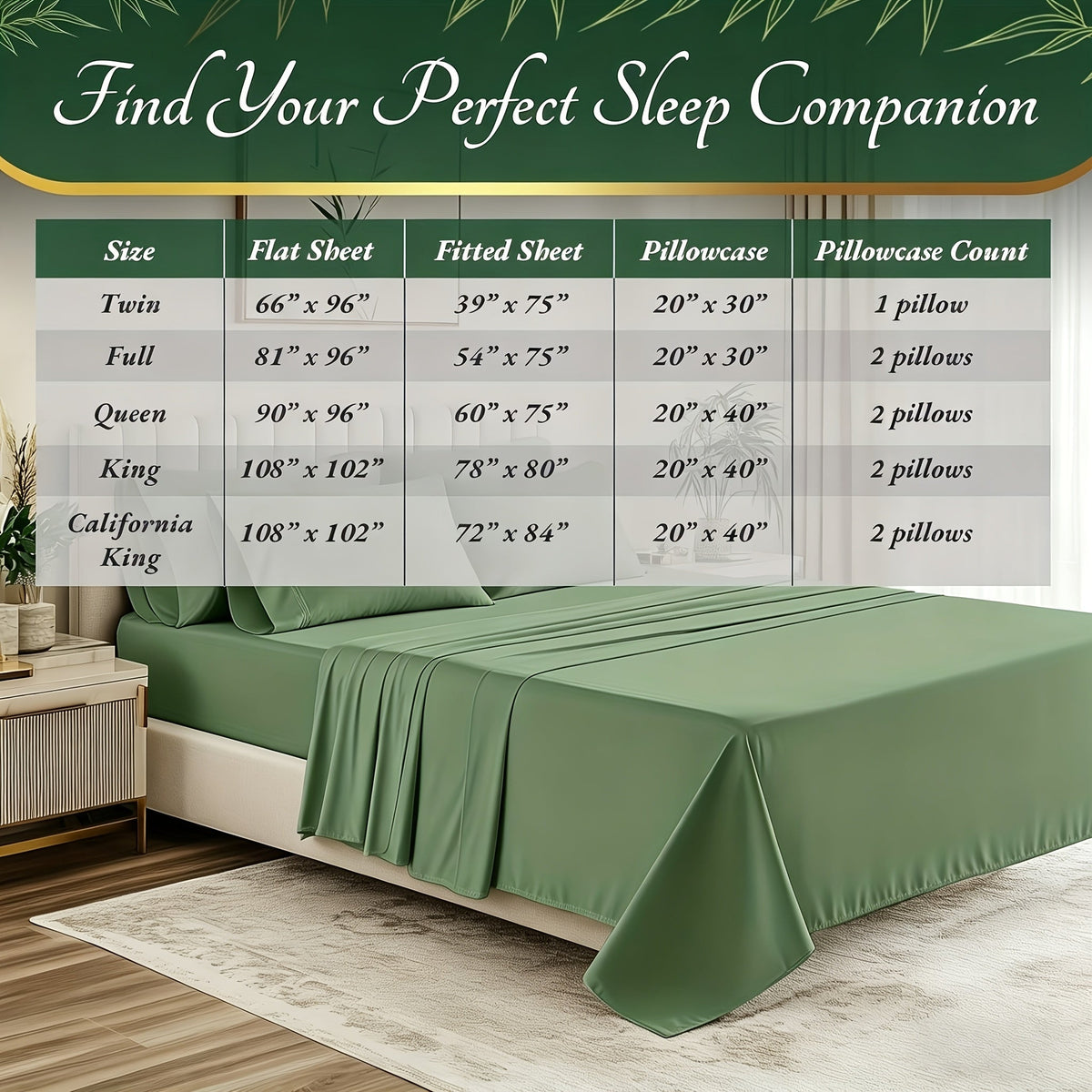 Cooling Bamboo Bed Sheet Sets Deep Pocket | Ultra-Soft Breathable 4-Piece Sheets for Hot Sleepers | Twin Full Queen King | Moisture-Wicking Temperature Regulating Pillowcases Included