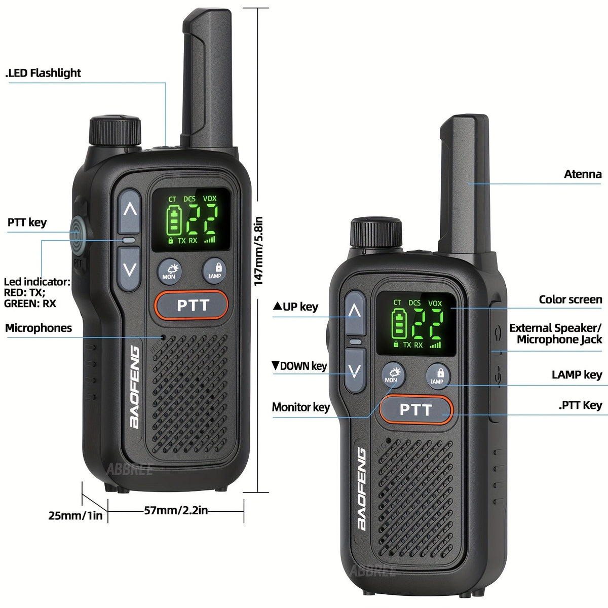 Baofeng BF-T18 Walkie Talkies Long Range for Adults – FRS Two-Way Radio with NOAA Weather Alert, VOX Hands-Free, 1500mAh USB-C Rechargeable, LED Flashlight for Hiking, Camping & Outdoor Adventures