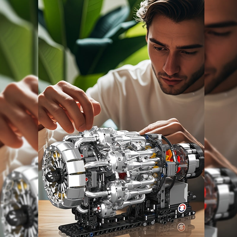Mould King 1214pcs MOC Supercar Building Block Set - Turbojet Electric Engine Motorized Model 10216, Movie-Inspired Sports Car Brick Kit for Adults & Teens | Creative STEM Gift for Car Enthusiasts