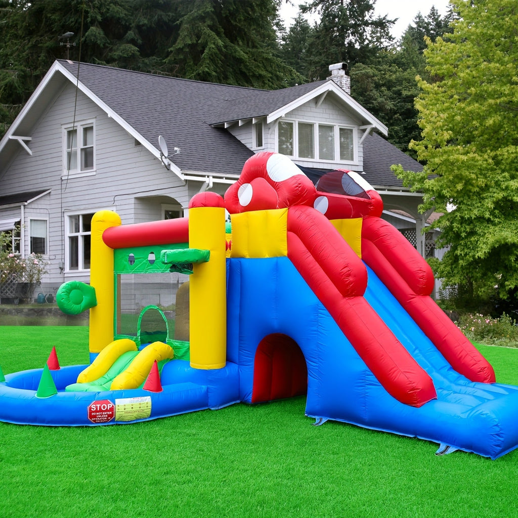 Commercial Grade Bounce House 17.7x14.5x9ft - 100% PVC Inflatable Bouncy Castle with Blower, 2 Slides, Ball Pit & Climbing Wall | Large Outdoor Bounce House for Kids Birthday Party, Backyard Events
