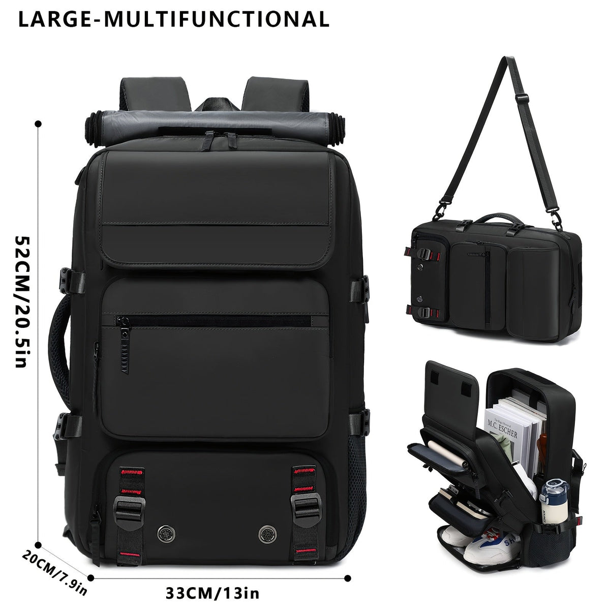 17 Inch Laptop Backpack Large Capacity – Airline Approved Travel Bag with Shoe Compartment, Multi-Pocket Business Work Backpack for Men, Durable Nylon, Hiking & Camping, Small & Large Sizes