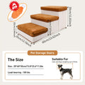 3-Tier Foldable Dog Stairs for Small Dogs – Non-Slip Nylon Pet Ramp for High Beds & Sofas, Compact Foldable Design, Brown & White, Includes Bonus Chicken Leg Plush Toy