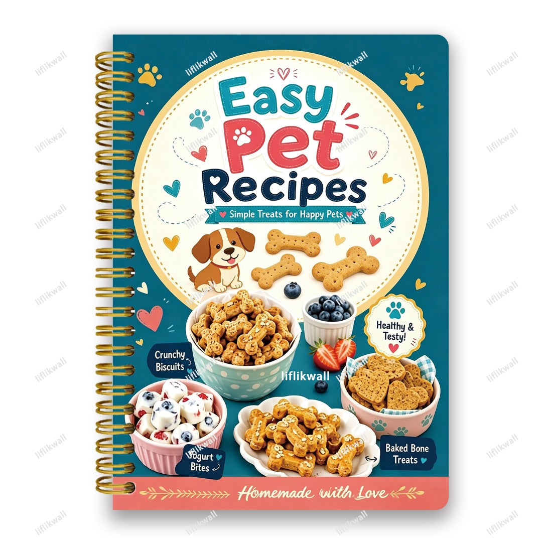 Homemade Pet Food Recipe Book - 30 Recipes Cat & Dog Cooking Plan with Meal Plan Pages, Shopping List & Feeding Log - DIY Pet Food Journal for Cats Dogs Puppies Kittens - Healthy Pet Diet Cookbook Gift
