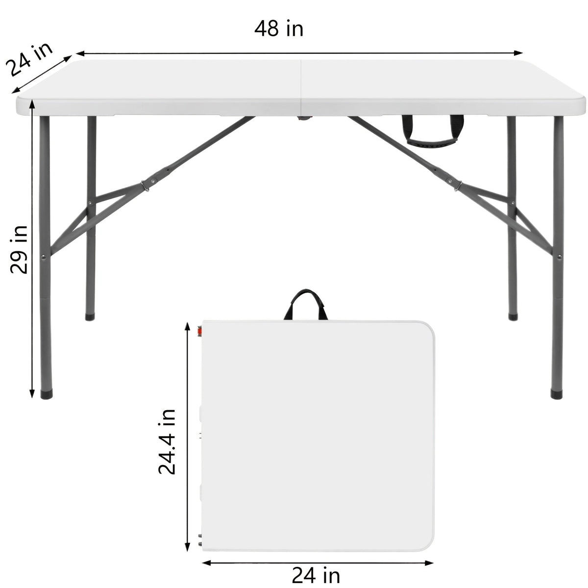 4FT 6FT Folding Table Heavy Duty Portable Camping Outdoor Table with Locking Legs, Lightweight Plastic Fold Up Table for Picnic, Party, RV, Dining, Events – White