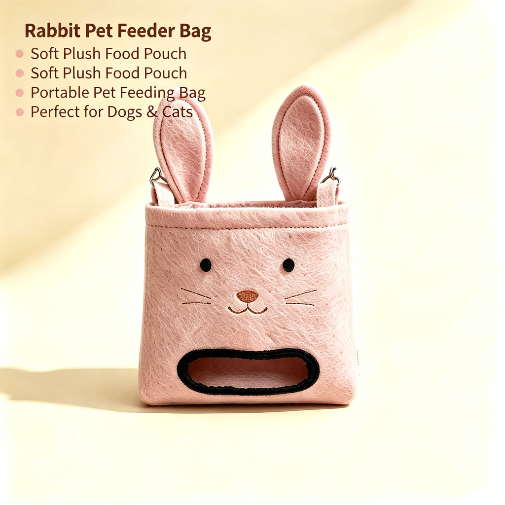 Rabbit-Shaped Hay Feeding Bag for Cage, Soft Plush Hanging Hay Bag with Metal Hook for Rabbits & Guinea Pigs, Anti-Spillage Feeding Opening Small Pet Hay Rack, Cute Cage-Side Hay Feeder Accessory