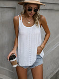 Women's Hollow Out Cami Tank Top Spaghetti Strap Sleeveless Eyelet Knit Casual Summer Tops for Women Stretchy Lightweight S-XXL Multiple Colors