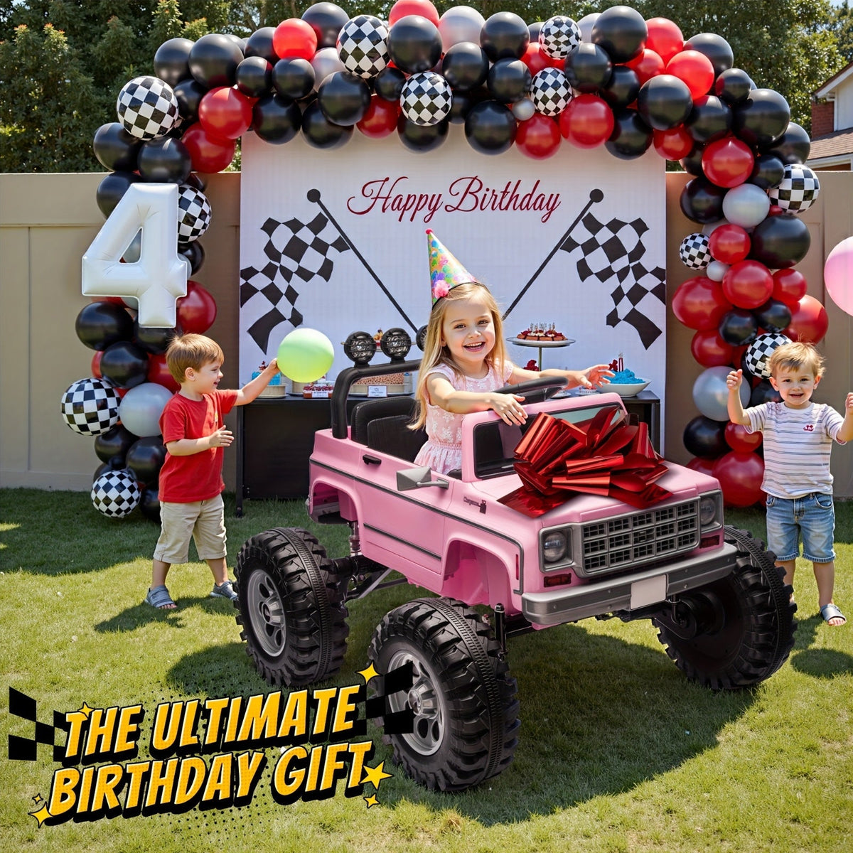 24V Electric Ride-On Car for Kids with Parent Remote Control & Music Player, Spring Suspension, Seat Belt & Locking Doors - Kids Electric Vehicle with Sturdy PP Body, Birthday Christmas Gift for Boys Girls