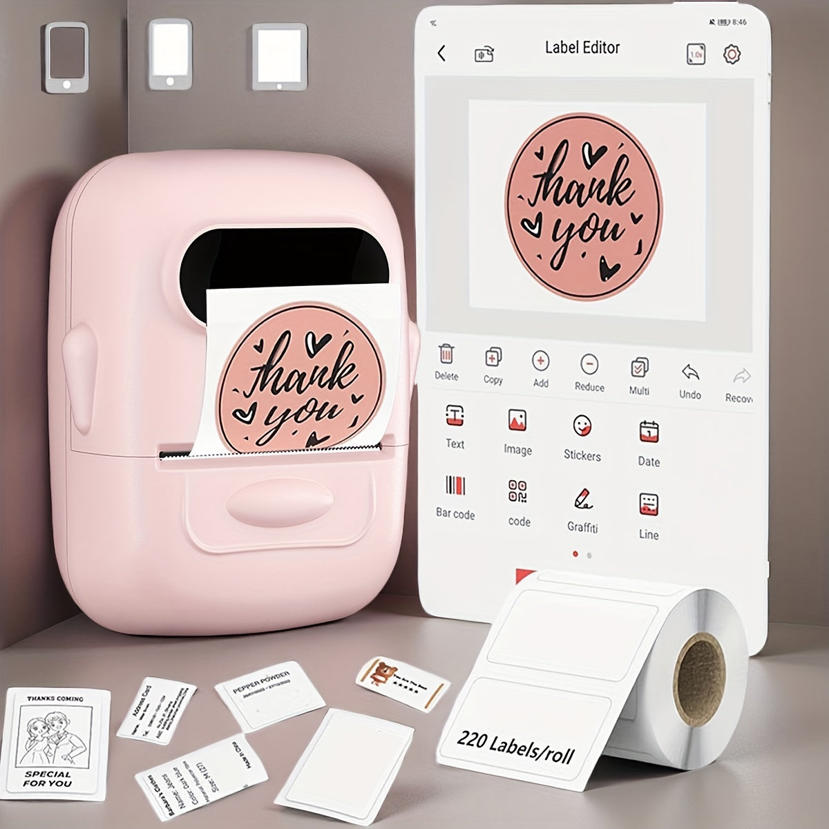 Marklife 2-Inch Portable Wireless Thermal Label Printer – Bluetooth Inkless Sticker Maker for iPhone & Android, Small Business Shipping Labels, Kitchen Office Home, Includes 1 Roll Labels