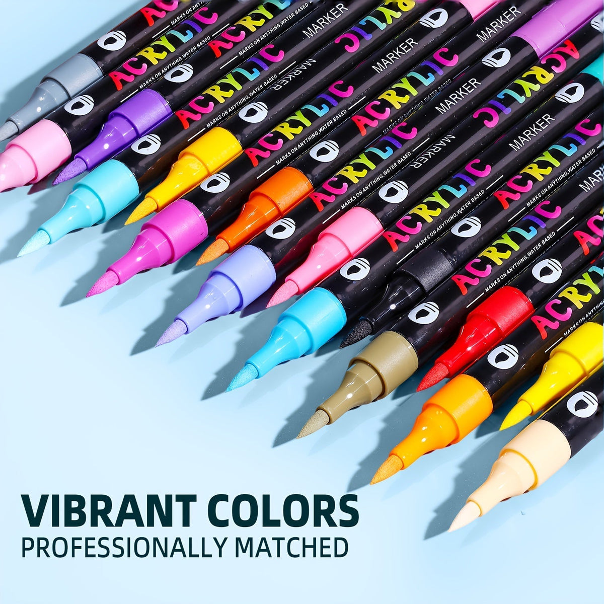 Dual-Tip Dual-Shade Acrylic Paint Markers 24, 48 & 72 Colors – Quick-Dry Waterproof Brush Pens for Rock Painting, Journal Doodling, Canvas, Wood, Glass & Home Decor – Creative Art Markers for Adults & Kids