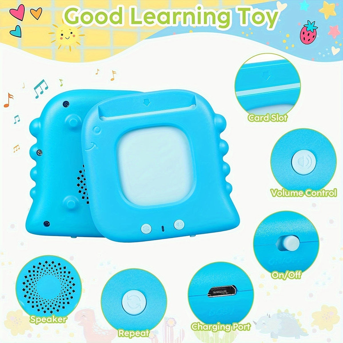 Talking Flash Cards for Preschoolers Ages 3-6 – 224 to 510 Words Language Learning Device, Speech Therapy Sensory Educational Toy for Autism, Boys & Girls, Blue Green Pink