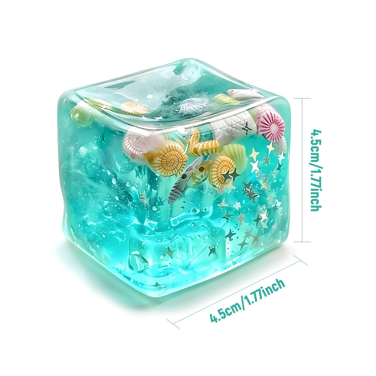 Slow Rise Squishy Toy 2pcs Ice Cube Ocean Cube Sensory Stress Ball Anxiety Relief Fidget Toy for Kids Adults Classroom Rewards Party Favors Stocking Stuffers