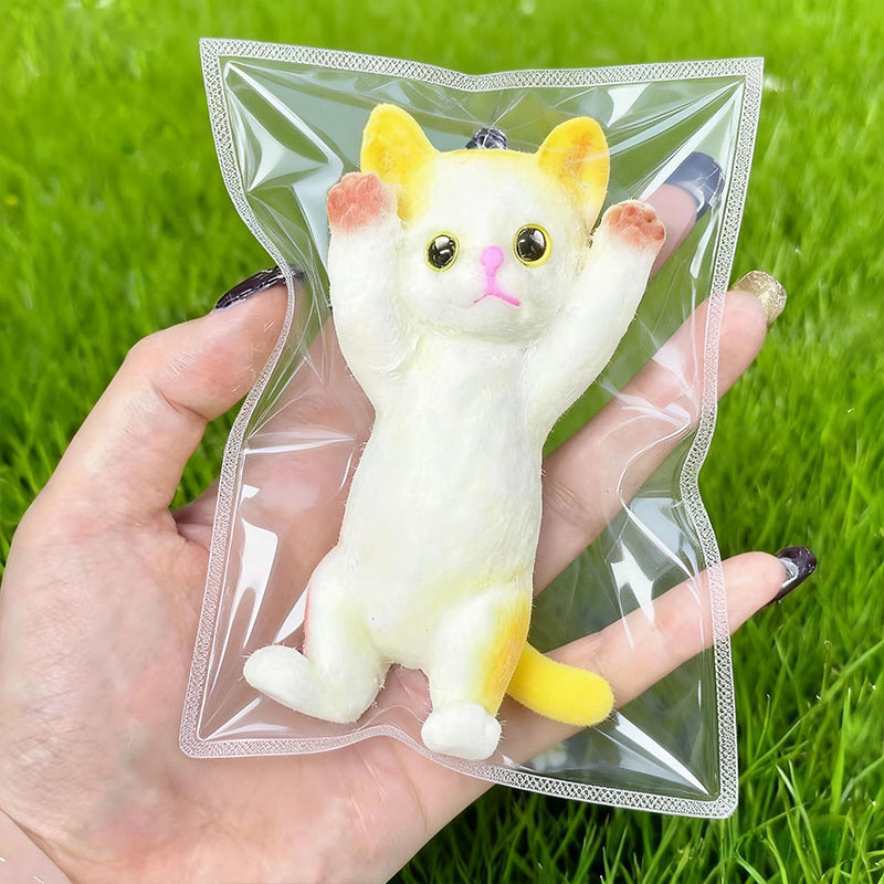 Kawaii Hand-Raising Kitten Squishy Squeeze Toy Soft Slow Rising Sensory Stress Relief Cute Cat Desk Decoration Random Color Gift for Christmas Valentine Easter Birthday Holiday