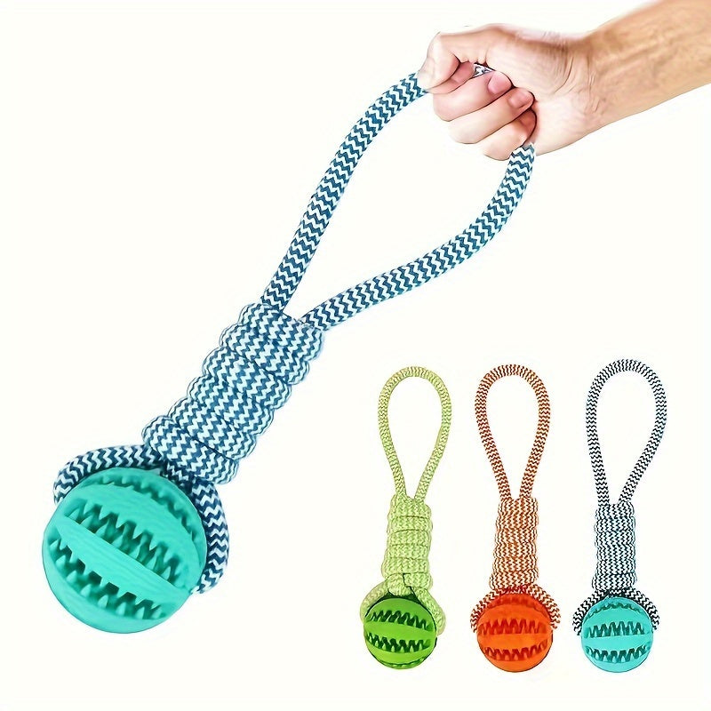 Heavy-Duty Braided Rope Dog Chew Toy with Textured Handle & Interlocked Rope Ball – Power Chewer Teeth Cleaning Tug Toy for Large Dogs, Fetch & Tug-of-War Training, Durable Molar Bone