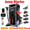 20000A Car Jump Starter with Air Compressor 18-in-1 Portable Power Pack – Smart Jumper Cables Quick Charge LED Light Large Display for All Gas & Diesel Engines, Emergency Car Battery Booster