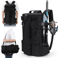 Lightweight Fishing Backpack 2-Piece Set Waterproof Nylon Angler Daypack with Scissors Pouch Zipper Tackle Organizer for Outdoor Hiking Travel Black Army Green Khaki